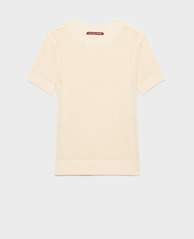 Short-sleeve cotton jumper 0401 ivory