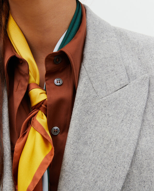 Double-breasted wool blazer Light grey melange