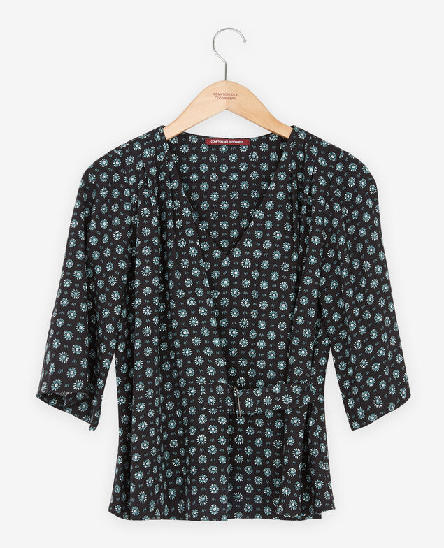 Printed blouse with buckle Dandelion black