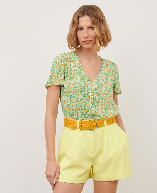 Wide braided leather belt 0460 OCHRE YELLOW