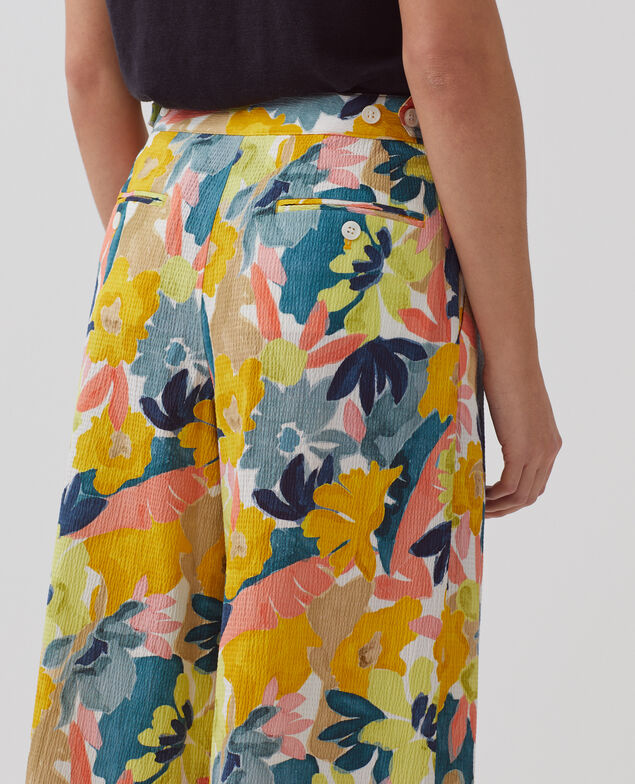 YVONNE - Loose cotton trousers 0430 palmeraie yellow