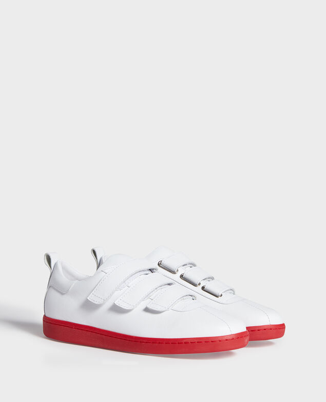 Leather rip tape sneakers White fiery red