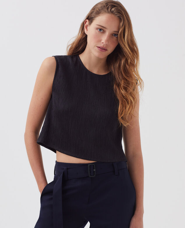 Textured vest top H091 black beauty
