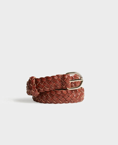 Skinny braided leather belt 8884 34 brown 2wbe124