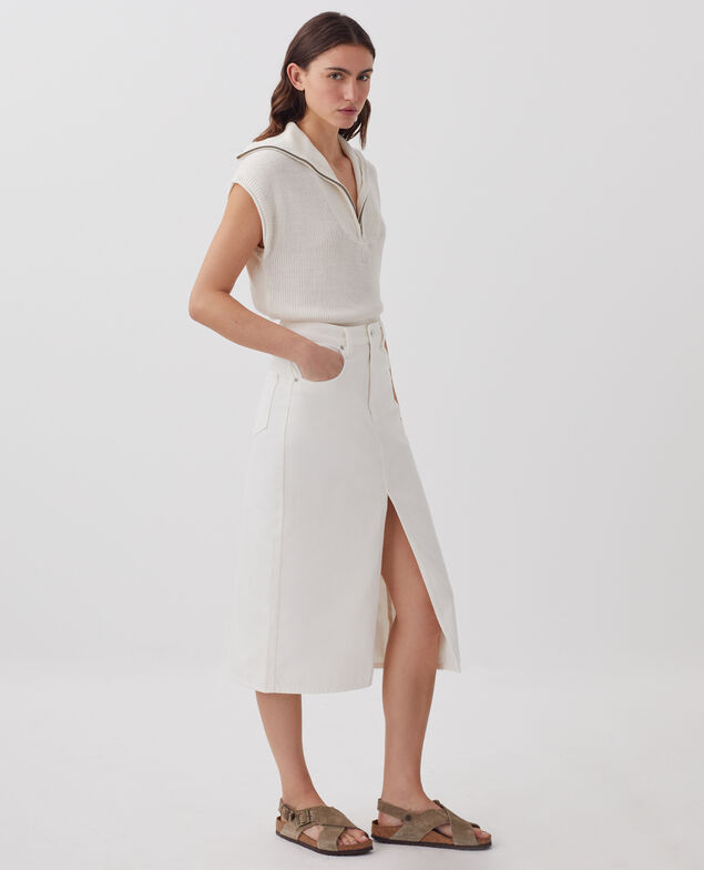Denim midi skirt H003 white