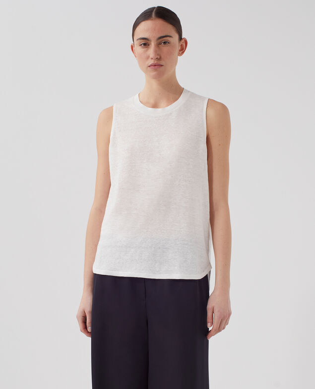 MARCELLE - Linen tank top U010 off white