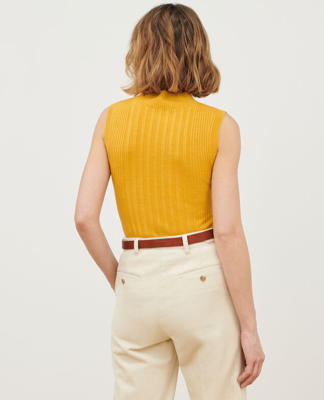 Merino wool sleeveless jumper A440 yellow knit 3wju079w20
