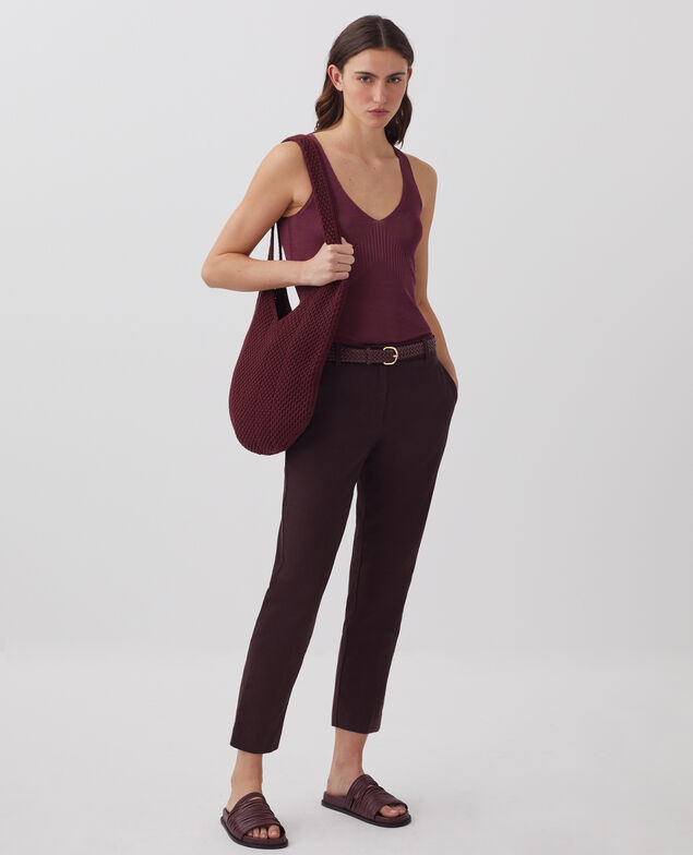 MARGUERITE - Cigarette trousers J790 chocolate plum