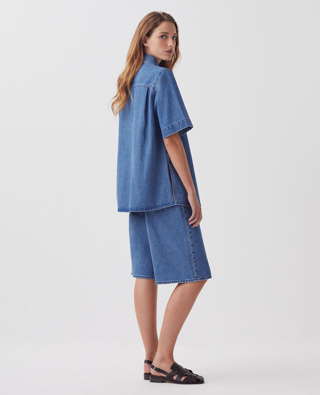 Cotton denim shirt J621 light blue