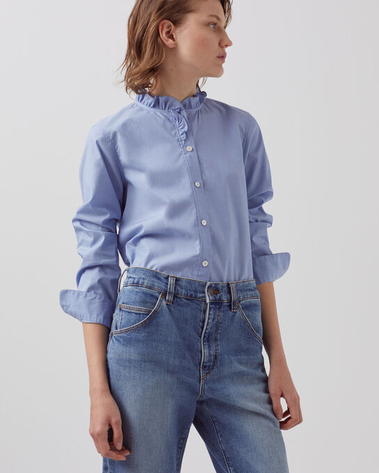 Cotton poplin shirt A613 BLUE STRIPE