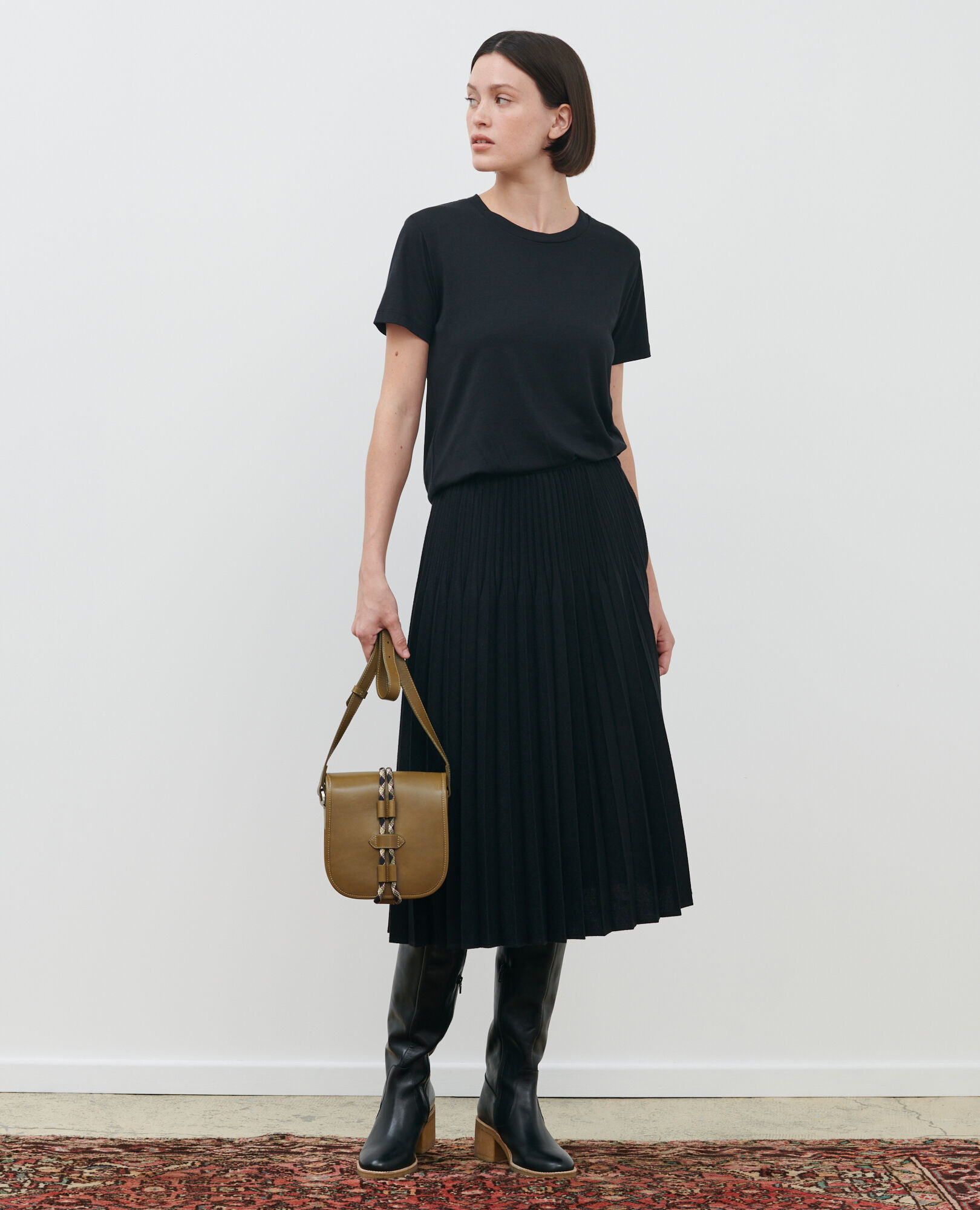 Pleated wool skirt Black beauty Mareille