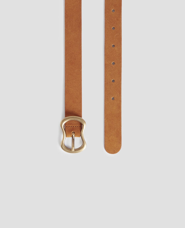 Skinny suede belt H323 camel