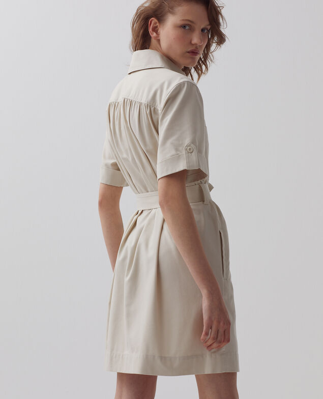 Zip-up cargo dress I013 beige