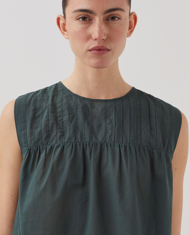 Cotton voile sleeveless top J590 spruce green