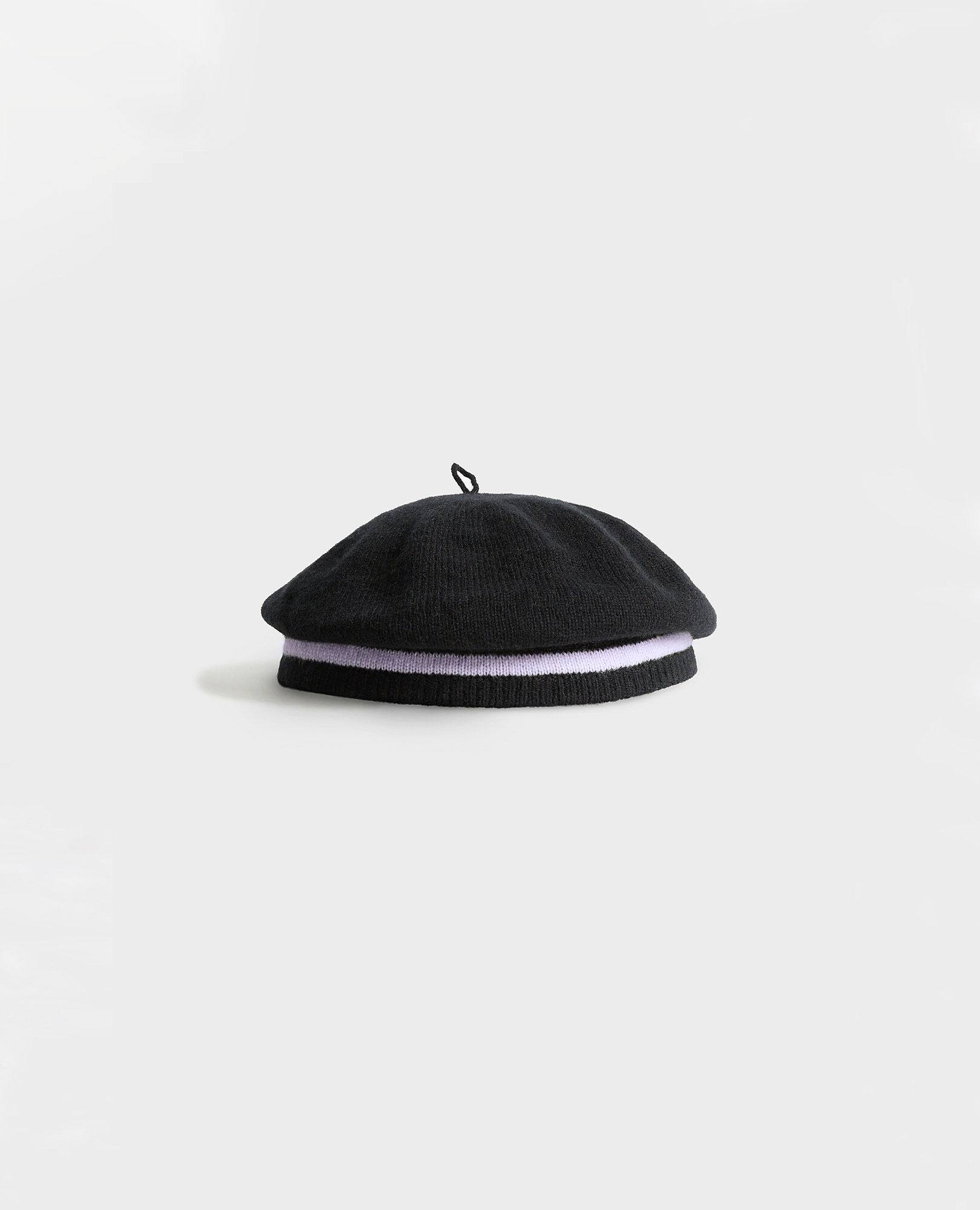 Cashmere beret Stripe black lilac Mions