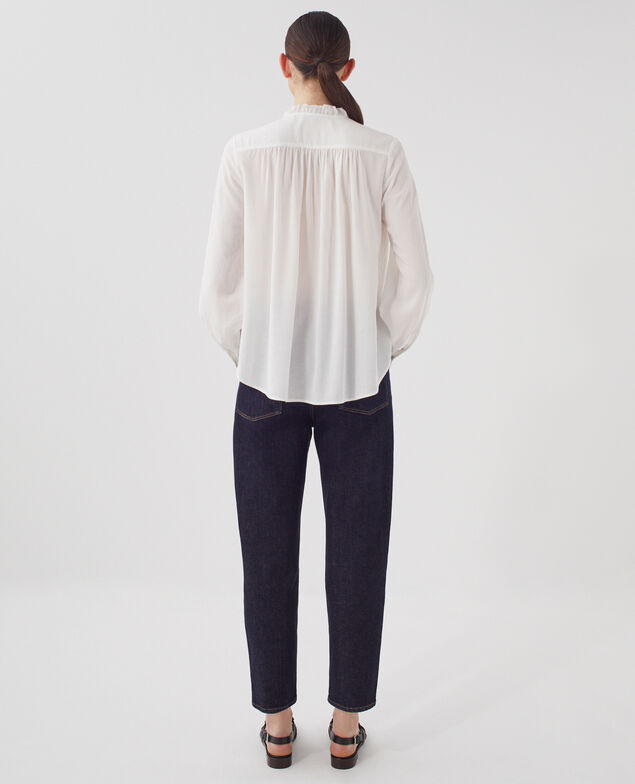 Ruffled blouse H013 gardenia