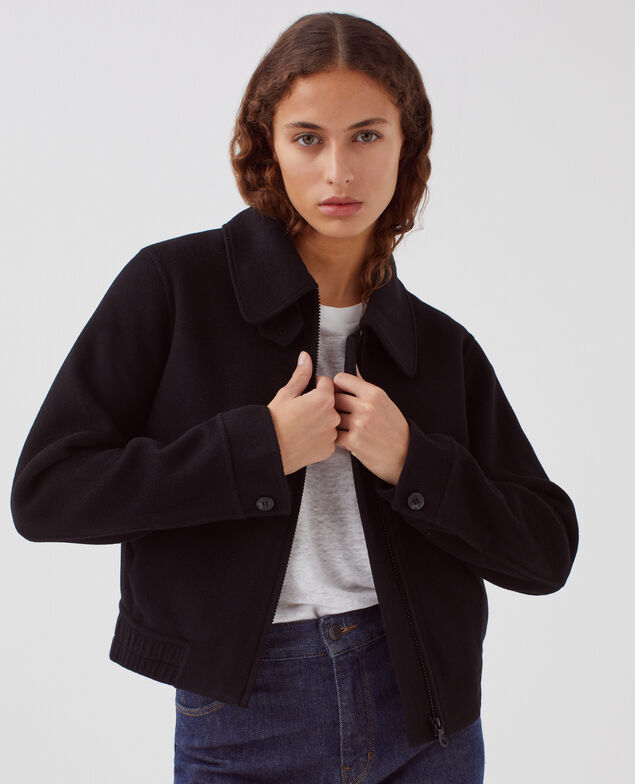 Double-sided wool blend jacket A091 black 3wja023w12