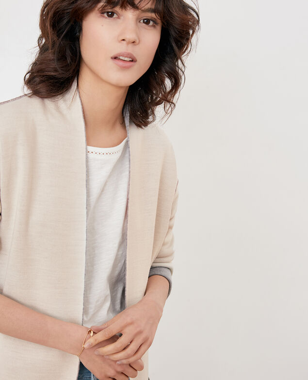 Reversible wool cardigan  Cement/off white