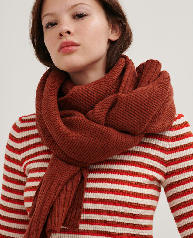 Knitted wool scarf Brandy brown