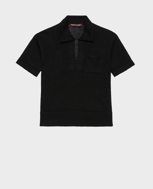 Lightweight linen polo Black beauty