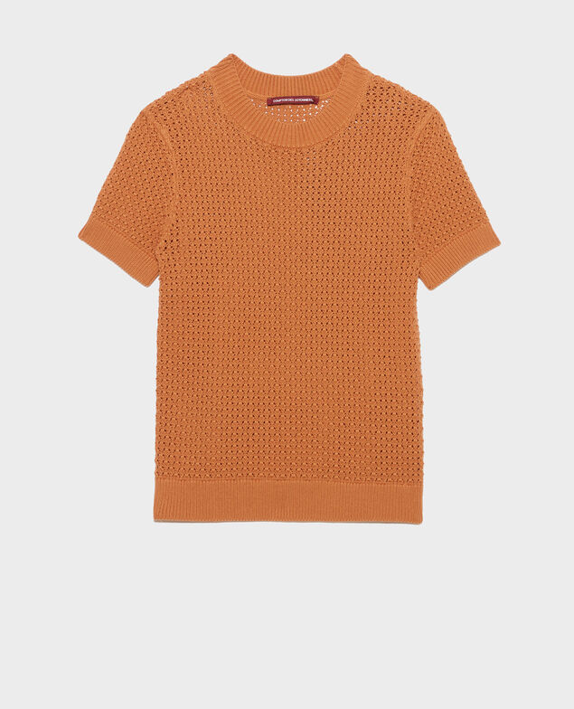 Short-sleeve cotton jumper 0320 almond brown