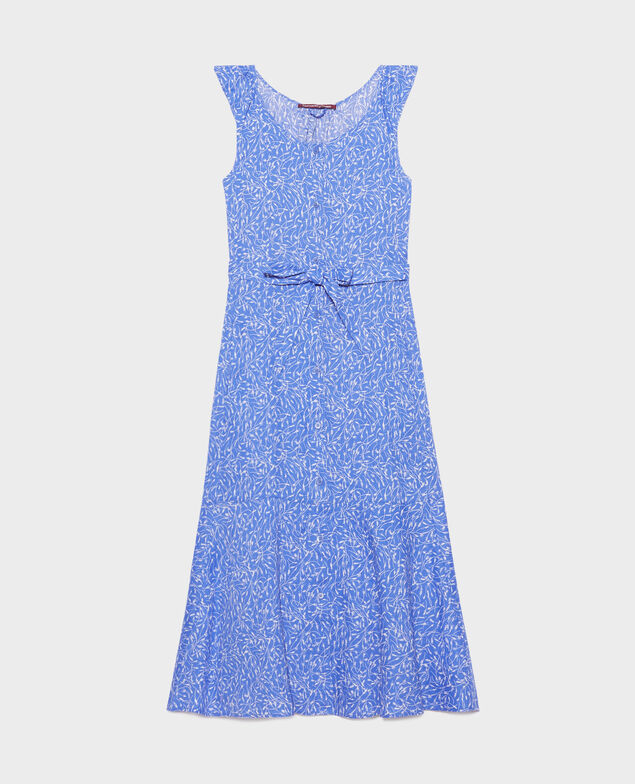 Flared linen dress 91 print blue