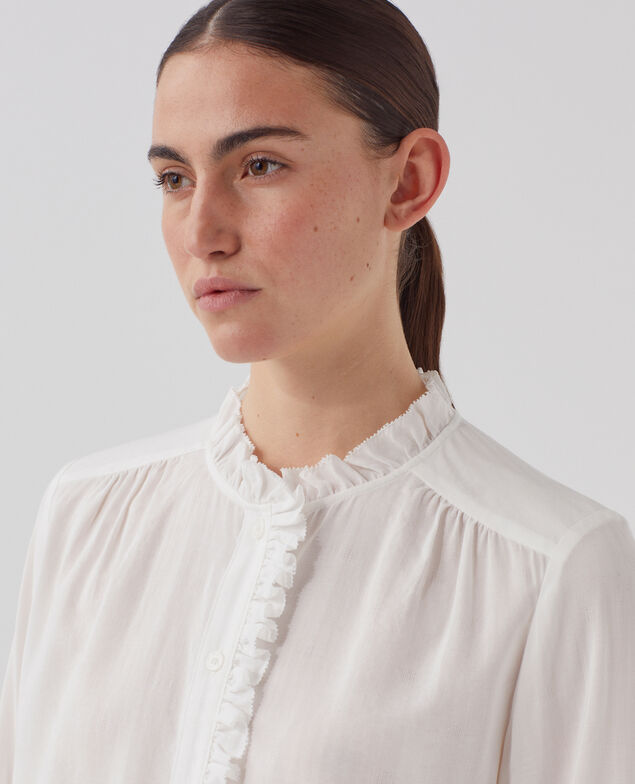 Ruffled blouse H013 gardenia