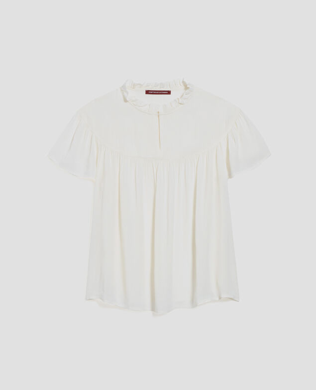 Short-sleeve Fluid blouse H013 gardenia
