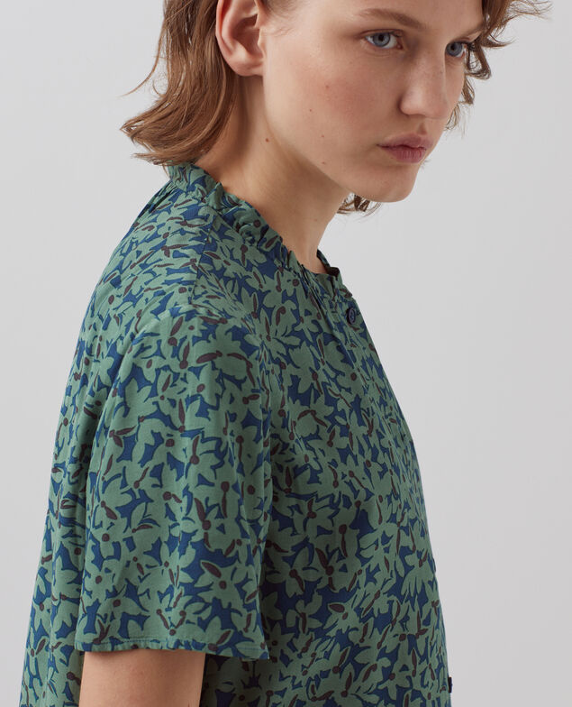 Short-sleeve fluid blouse H642 petal majolica