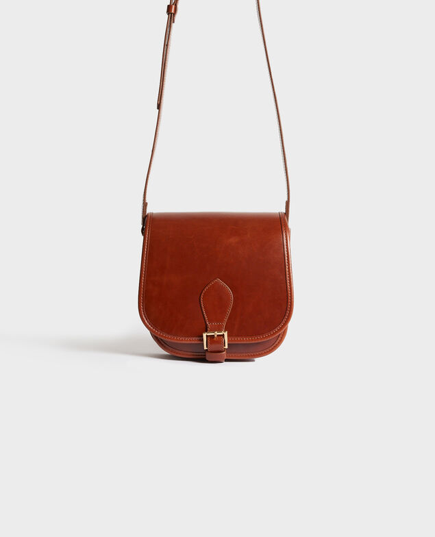 Small vintage-style leather messenger bag Pumpkin spice