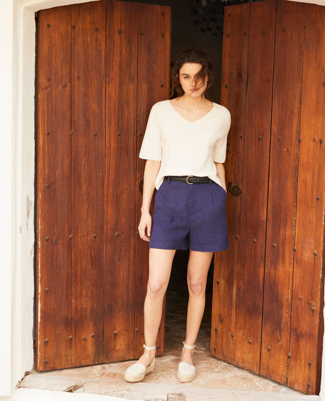 Linen blend bermuda shorts Sapphire navy