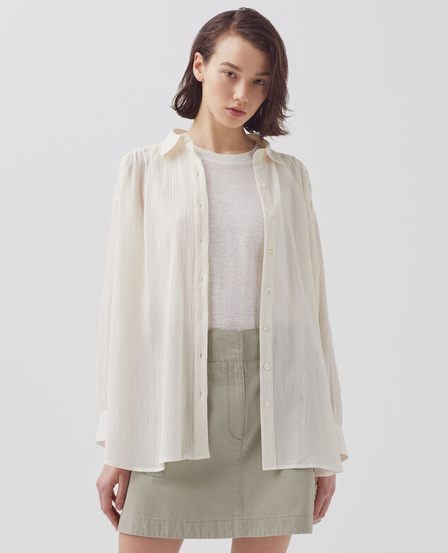 Pleated cotton blouse