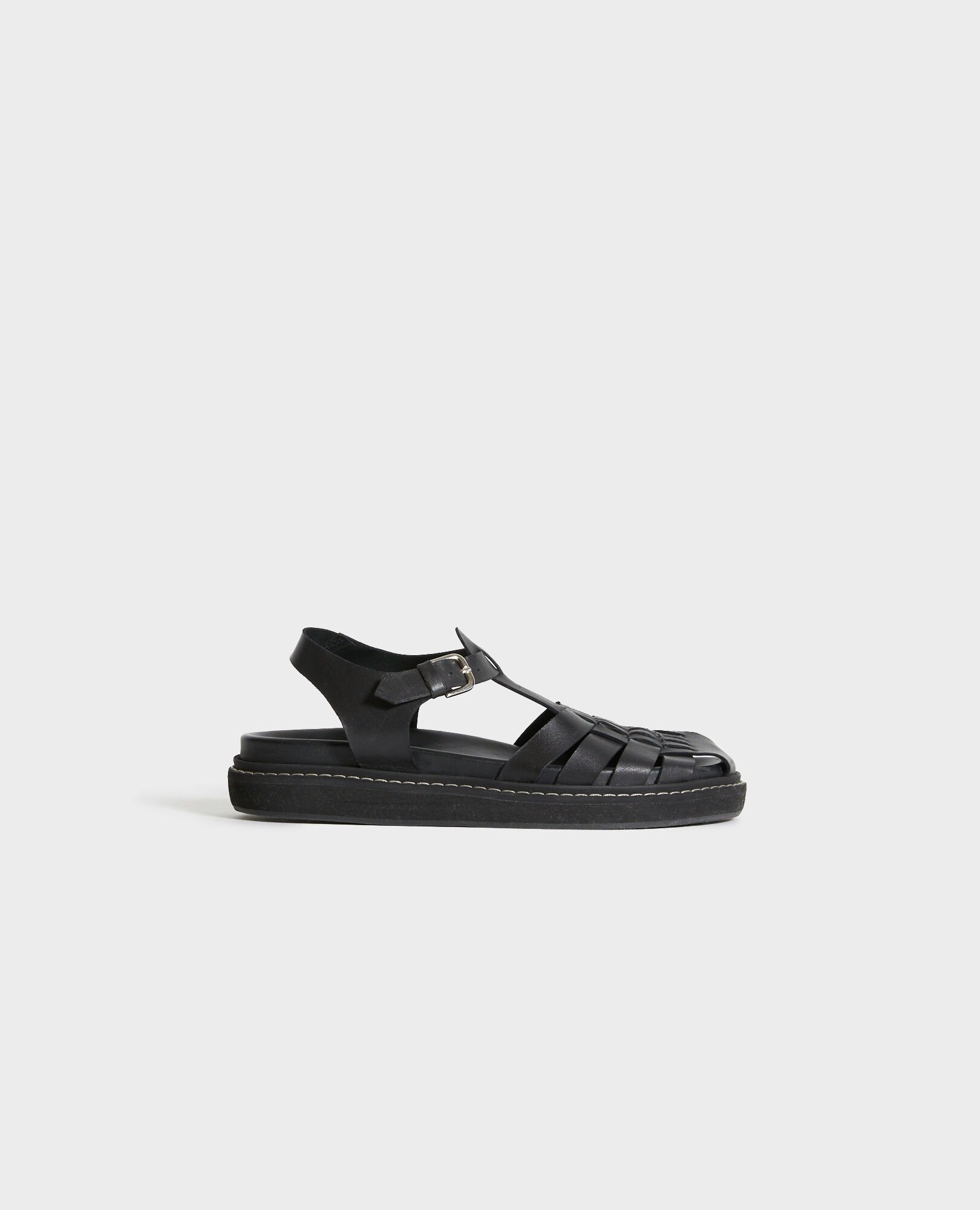 Leather sandals 09 black 2ss22442