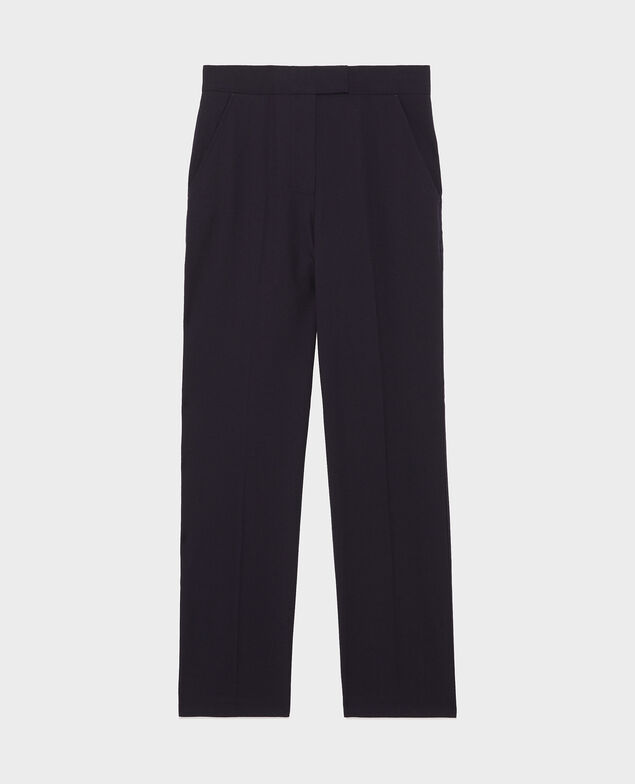 MARCELLE - Straight wool boyfriend trousers Night sky