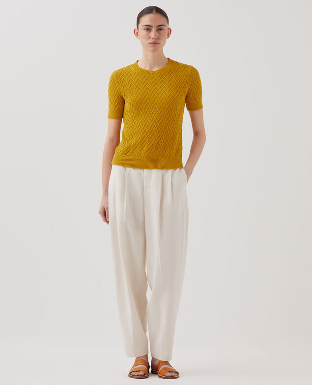 Short-sleeve linen jumper J480 gold flake