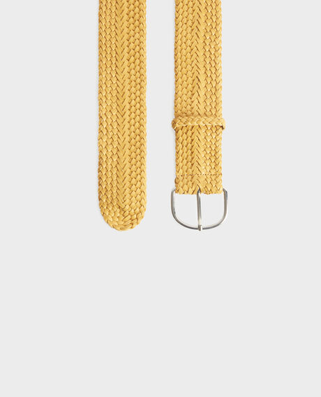 Wide braided leather belt 0460 ochre yellow 3sbe070