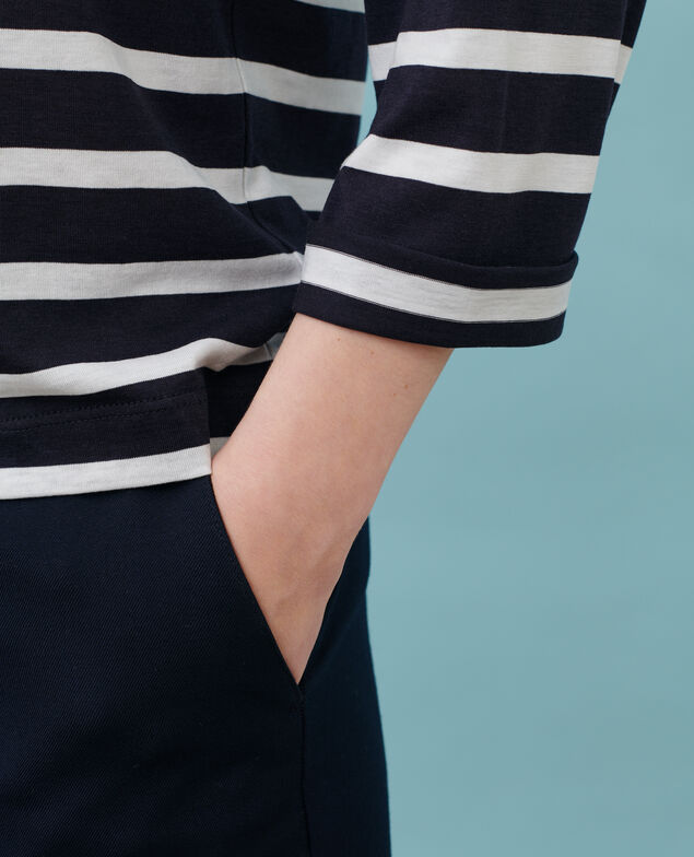 Cotton blend striped top 89 stripe navy