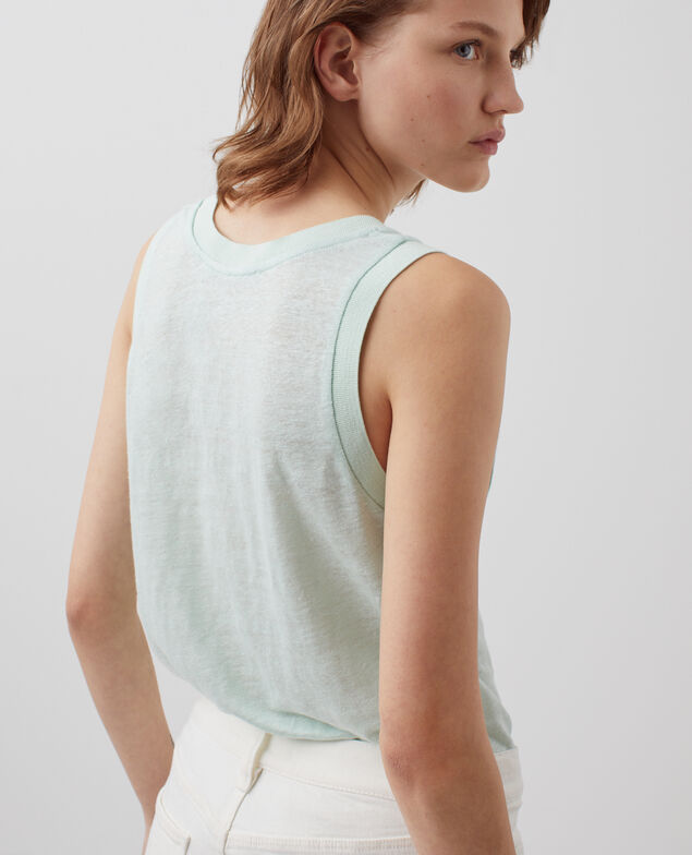 Linen tank top 0500 surf spray green