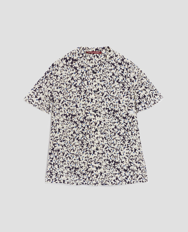 Short-sleeve fluid blouse H000 petal blue