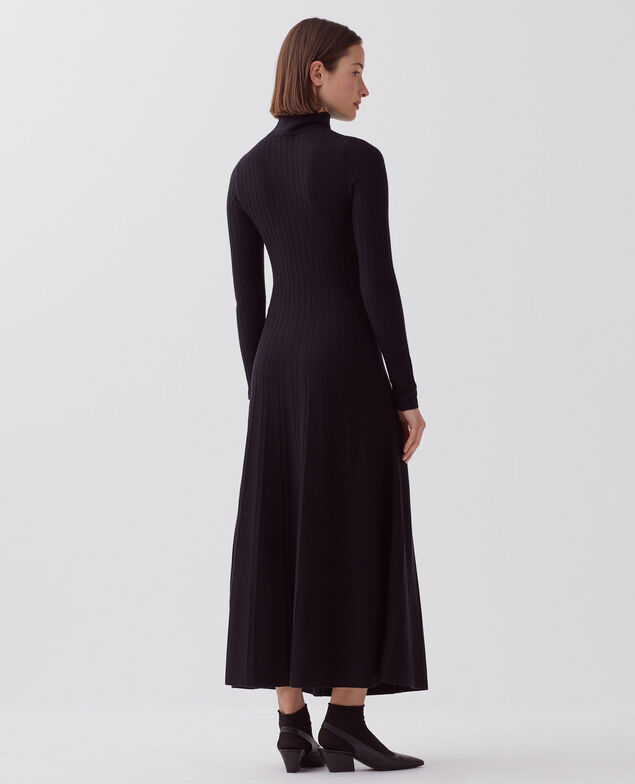 Merino wool maxi dress H091 black beauty