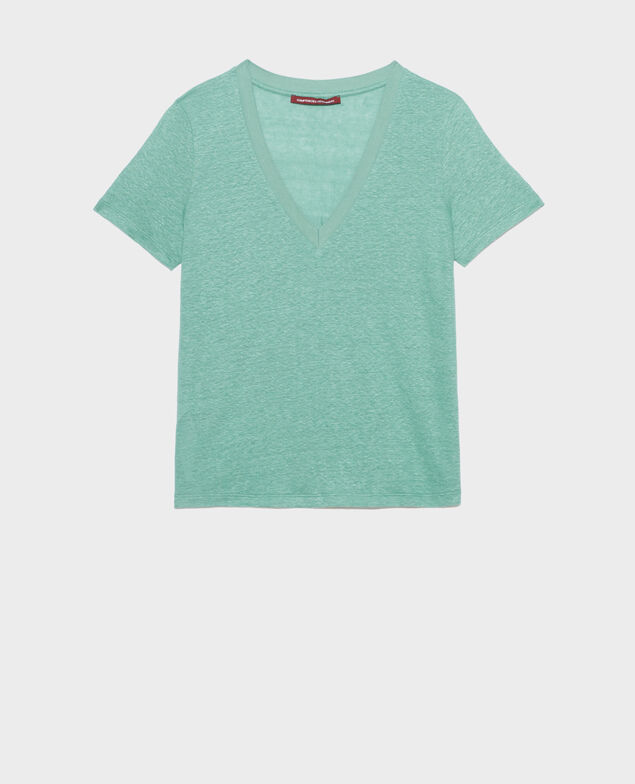 SARAH - Linen V-neck t-shirt