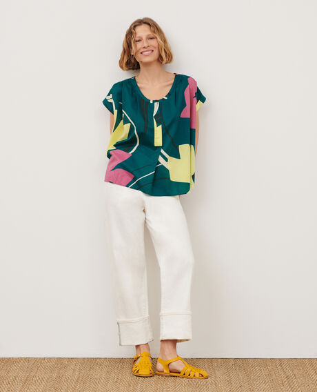 Printed blouse 0649 birdy blue 3sbl292c11