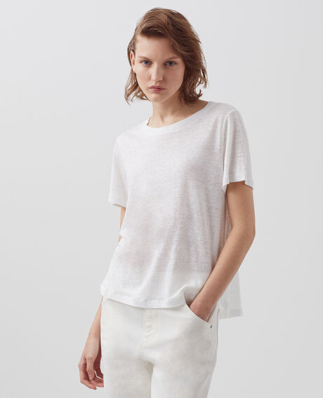 AMANDINE - linen round neck t-shirt 00 white 2ste055f05
