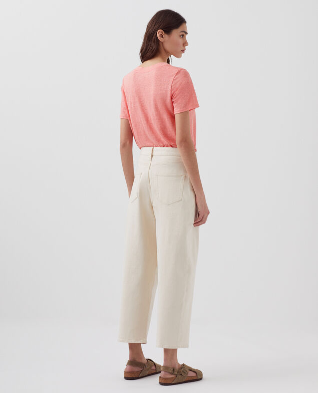 SARAH - Linen V-neck t-shirt H101 silver pink