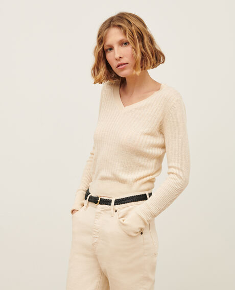 Textured linen jumper 0010 buttercream 3sju191l01