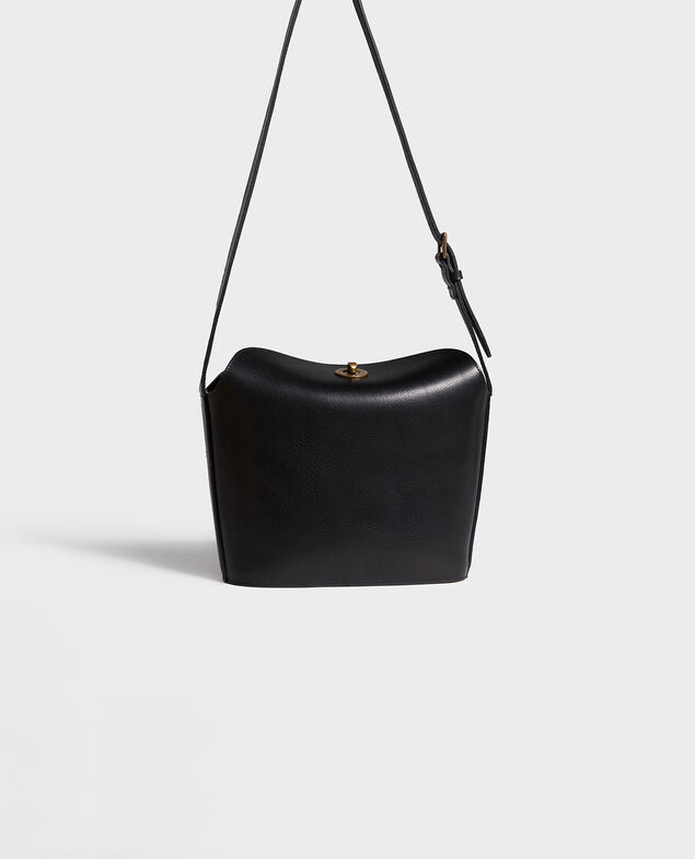  Leather handbag with short shoulder strap Black beauty