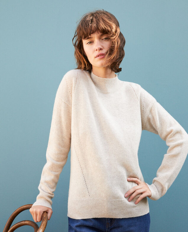  Cashmere jumper with high collar  Beige