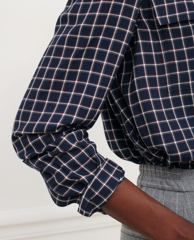 Silky checked shirt 8869 69 navy check