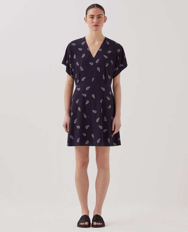 Floaty mini dress J693 ma paisley navy