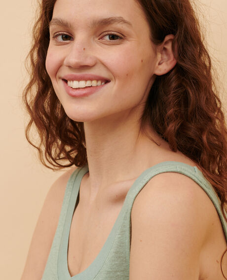 Linen vest top 50 green 2ste054f05